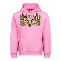 Fuchsia Pink bull skull with cactus Urban Hoodie - MaliasSmallBusiness