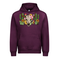 Mauve Wine bull skull with cactus Urban Hoodie - MaliasSmallBusiness
