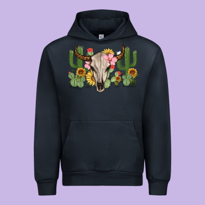 Bull Skull With Cactus Urban Hoodie Designed By Maliassmallbusiness