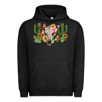 Pigment Black bull skull with cactus Urban Hoodie - MaliasSmallBusiness