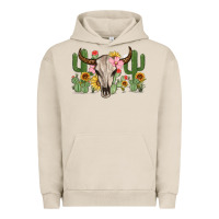 Pigment French Oak bull skull with cactus Urban Hoodie - MaliasSmallBusiness
