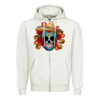 Oatmeal Heather mexico skull Zipper Hoodie - CTS Tumbler Store