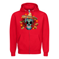 Red mexico skull Zipper Hoodie - CTS Tumbler Store