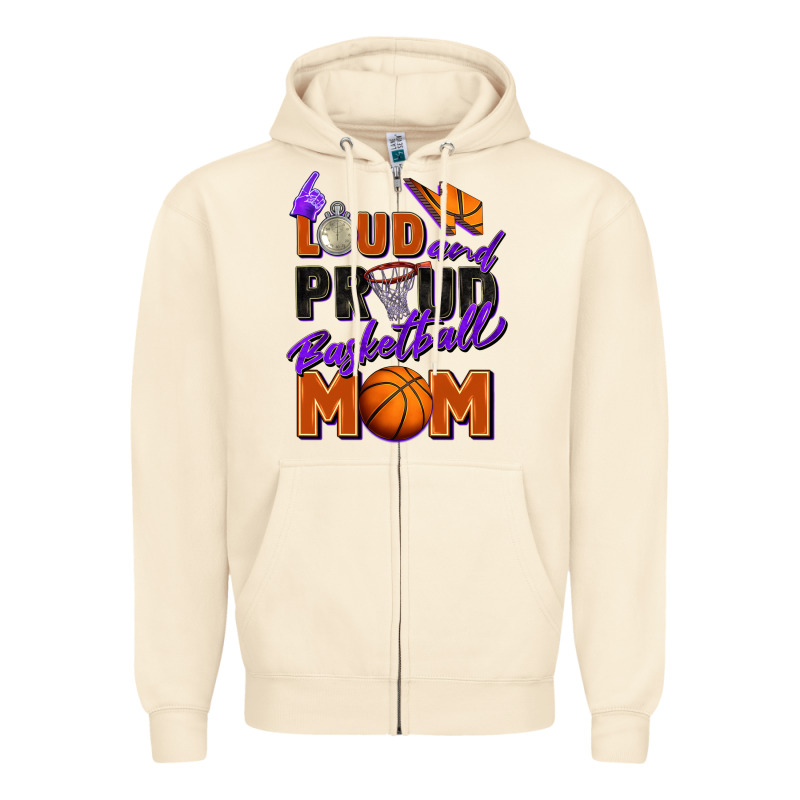 Loud And Proud Basketball Mom Zipper Hoodie by Zillion Design Studio | Teevron