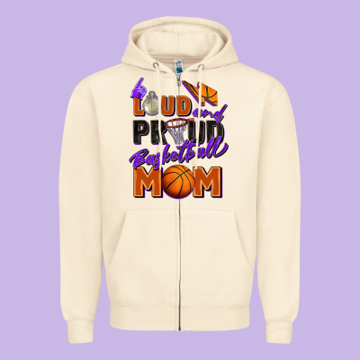 Loud And Proud Basketball Mom Zipper Hoodie Designed By Zillion Design Studio