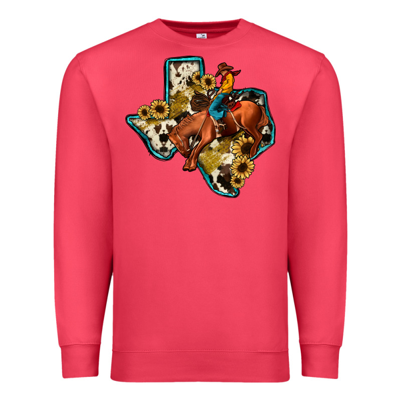 Rodeo Sunflower Texas Map Premium Sweatshirt by JahusDesignShop | Teevron
