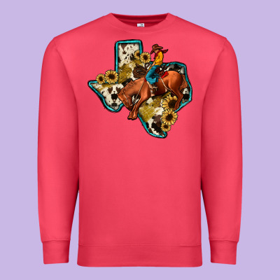 Rodeo Sunflower Texas Map Premium Sweatshirt Designed By Jahusdesignshop