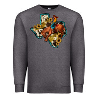Charcoal Heather rodeo sunflower texas map Premium Sweatshirt - JahusDesignShop
