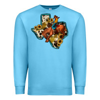 Ocean Blue rodeo sunflower texas map Premium Sweatshirt - JahusDesignShop