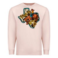 Pale Pink rodeo sunflower texas map Premium Sweatshirt - JahusDesignShop