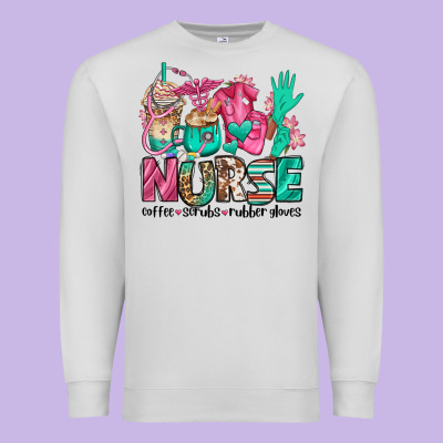 Nurse Coffee Scrubs Rubber Gloves Premium Sweatshirt Designed By Jasminsmagicworld