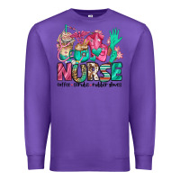 Purple nurse coffee scrubs rubber gloves Premium Sweatshirt - Jasminsmagicworld