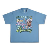 Pebble Blue fueled by iced coffee and anxiety Urban Heavy Tee - MaliasSmallBusiness