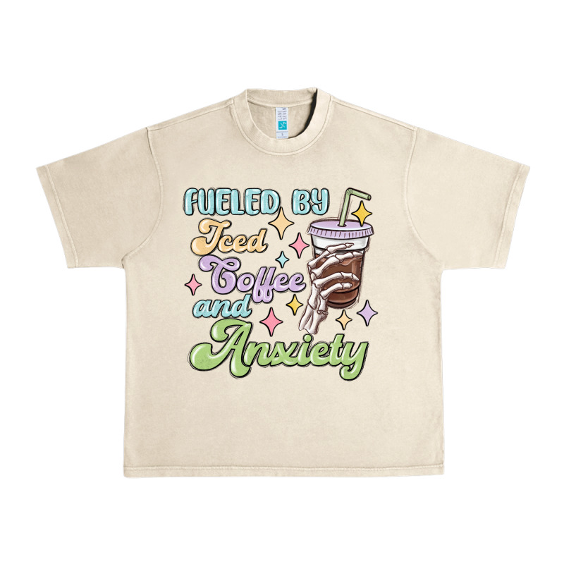Fueled By Iced Coffee And Anxiety Urban Heavy Tee by MaliasSmallBusiness | Teevron