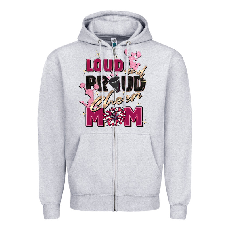 Loud And Proud Cheer Mom Zipper Hoodie by Zillion Design Studio | Teevron