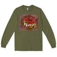 Army Green Mardi gras king cake crawfish Long Sleeve Tee - RanaPortraitStore