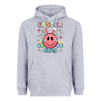 Heather Grey easter vibes smiley face Heavyweight Hoodie - Artiststas