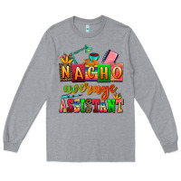 Heather Grey nacho average assistant Long Sleeve Tee - AdoDesignShop