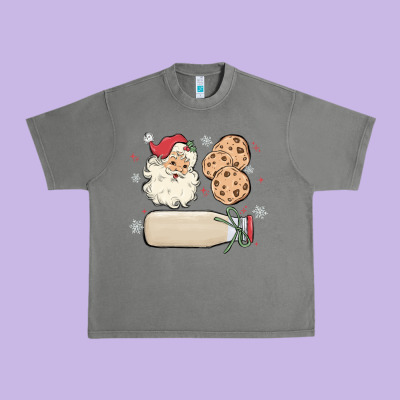 Urban Heavy Tee custom milk and cookies with santa