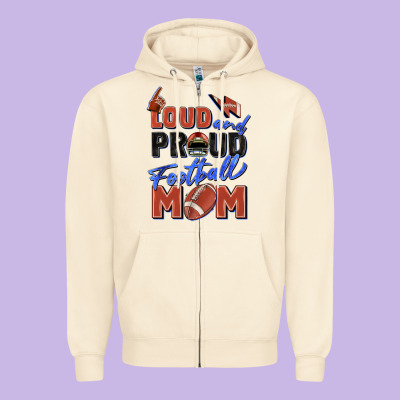 Loud And Proud Football Mom Zipper Hoodie Designed By Zillion Design Studio