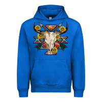 Cobalt aztec western bull skull Urban Hoodie - NancyCooperArtShop