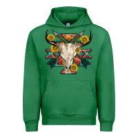 Emerald aztec western bull skull Urban Hoodie - NancyCooperArtShop