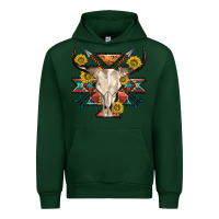 Forest Green aztec western bull skull Urban Hoodie - NancyCooperArtShop