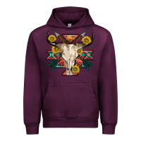 Mauve Wine aztec western bull skull Urban Hoodie - NancyCooperArtShop