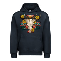 Navy aztec western bull skull Urban Hoodie - NancyCooperArtShop