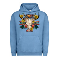 Pigment Pebble Blue aztec western bull skull Urban Hoodie - NancyCooperArtShop