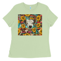 Matcha white Scottish calf and sunflowers Ladies Tee - BarkalooDesign