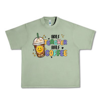 Oil Green half teacher half coffee Urban Heavy Tee - MaliasSmallBusiness