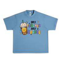 Pebble Blue half teacher half coffee Urban Heavy Tee - MaliasSmallBusiness