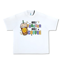 White half teacher half coffee Urban Heavy Tee - MaliasSmallBusiness