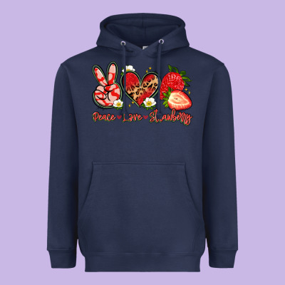 Peace Love Strawberry Heavyweight Hoodie Designed By Artiststas