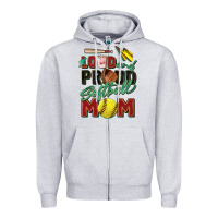 Heather Grey loud and proud softball mom Zipper Hoodie - Zillion Design Studio