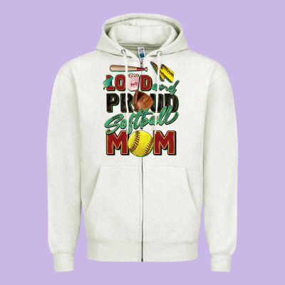 Loud And Proud Softball Mom Zipper Hoodie Designed By Zillion Design Studio