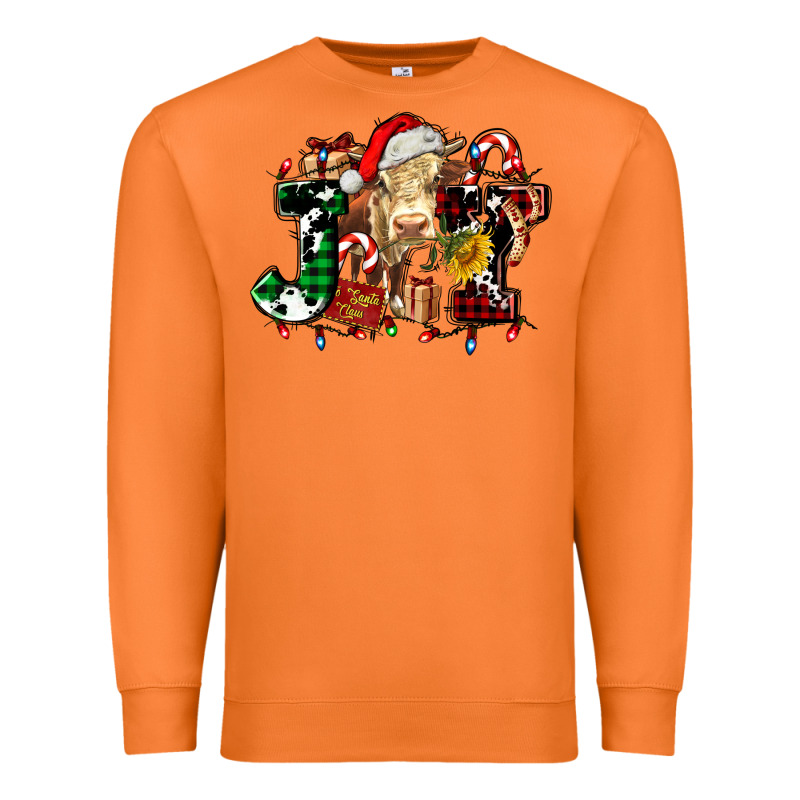 Joy And Cow Christmas Candies And Letters Premium Sweatshirt by AdoDesignShop | Teevron