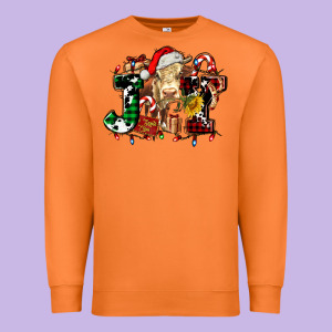 Joy And Cow Christmas Candies And Letters Premium Sweatshirt Designed By Adodesignshop