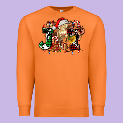 Joy And Cow Christmas Candies And Letters Premium Sweatshirt Designed By Adodesignshop