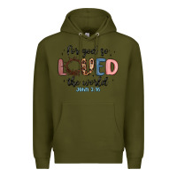 Army Green for god so loved the world Premium Hoodie - MaliasSmallBusiness