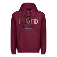 Burgundy for god so loved the world Premium Hoodie - MaliasSmallBusiness