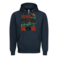 Navy loud and proud wrestling mom Zipper Hoodie - Zillion Design Studio