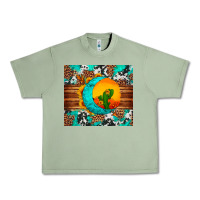 Oil Green sunflower desert cactus turquoise crescent Urban Heavy Tee - Artiststas