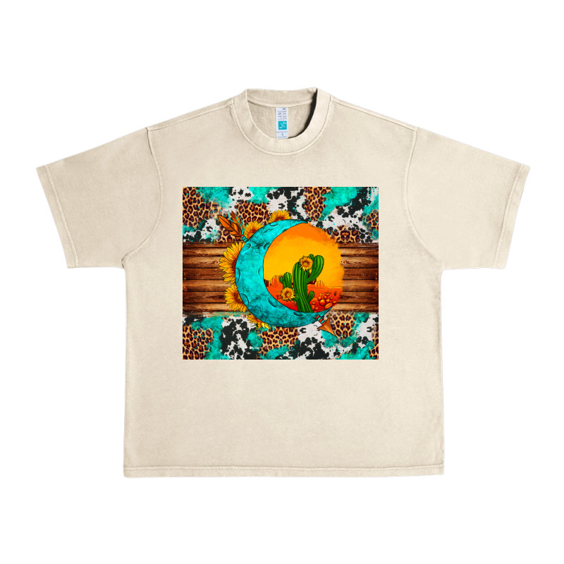 Sunflower Desert Cactus Turquoise Crescent Urban Heavy Tee by Artiststas | Teevron