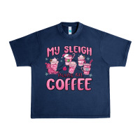 Navy my sleigh runs on coffee Urban Heavy Tee - MaliasSmallBusiness