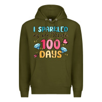 Army Green i sparkled my way through 100 days Premium Hoodie - MaliasSmallBusiness