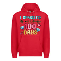 Red i sparkled my way through 100 days Premium Hoodie - MaliasSmallBusiness