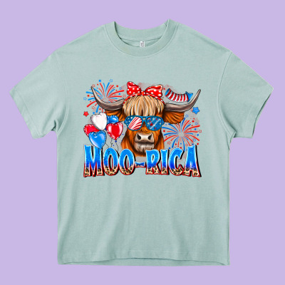 Moo Rica Heavy Core Tee Designed By Cowhidedigitalart
