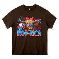 Chocolate Brown moo rica Heavy Core Tee - CowhideDigitalArt